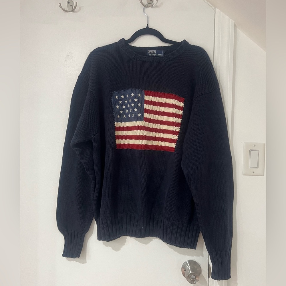 Ralph Lauren Dark Blue Flag Crewneck Sweater